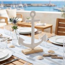 Prodotto Decorazione da tavolo Ancora marittima su base Bianco Naturale 20x5x26cm