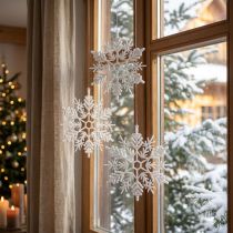 Prodotto Decorazione fiocco di neve da appendere decorazione invernale bianco 30 cm 3 pezzi