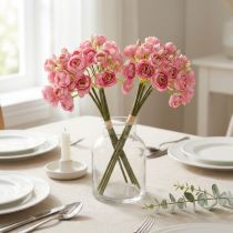 Prodotto Bouquet di ranuncoli artificiali, elegante decorazione da tavola, 32 cm, 5 pezzi