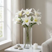 Prodotto Fiori artificiali di giglio tigrato bianco per vasi e composizioni, mazzo da 6 pezzi da 29 cm.
