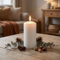 Prodotto Candela a colonna PURE 130/70 candela in cera naturale con decorazione in cera di colza