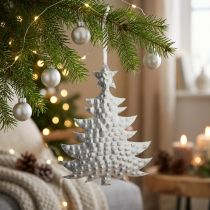 Prodotto Ciondolo albero di Natale, decorazione dell'Avvento, decorazione in metallo per Natale, argento 20,5×15,5 cm