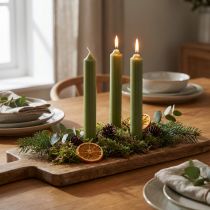 Prodotto Candele a bastoncino candele di cera colorata verde 180mm/Ø21mm 6pz