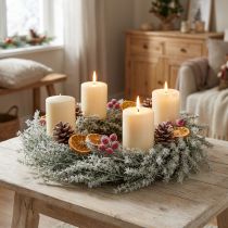 Prodotto Ghirlanda decorativa di larice Ghirlanda di aghi artificiali innevata bianco grigio Ø32cm