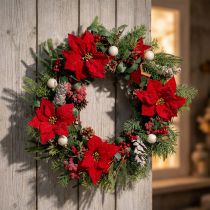 Prodotto Decorazione di fiori di seta rossa di stella di Natale artificiale 6 pezzi in un mazzo
