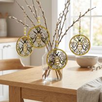 Prodotto Ape da appendere ciondolo decorazione primavera in legno Ø12cm 4pz