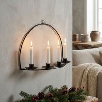 Prodotto Portacandele da parete Portacandele a bastone in metallo nero 35×24cm