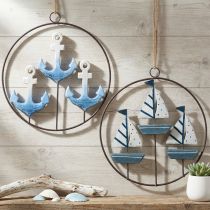 Prodotto Anello decorativo in metallo per appendere barche a vela / ancore Ø18cm 2 pezzi
