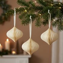 Prodotto Palline natalizie di carta nido d'ape Cipolla Bianco Ø8cm 4pz