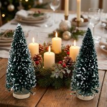Prodotto Abete decorativo con neve, decorazione natalizia, Avvento H13cm Ø5,5cm 2 pz