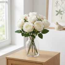 Prodotto Rose artificiali in mazzo bianche 30 cm 8 pz