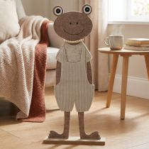 Prodotto Rana decorativa in feltro con salopette figura decorativa in feltro beige H51,5 cm