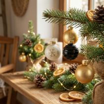 Prodotto Mini palline di Natale in vetro bianco nero oro Ø3cm 9 pz
