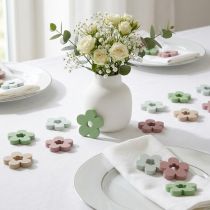 Prodotto Decorazione sparsa fiori in legno decorazione da tavola colorata 2 motivi Ø3cm 24 pz