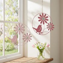 Prodotto Anello decorativo in metallo da appendere decorazione fiori rosa Ø30cm 2 pezzi