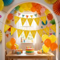Prodotto Ghirlanda decorativa di bandierine per compleanno, realizzata in feltro, gialla e arancione, 300 cm