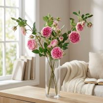 Prodotto Ramo di rosa rose di seta ramo artificiale rose rosa crema 79 cm