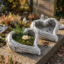 Prodotto Pianta cuore piume pietra colata cuore grigio bianco 13×12×6 cm 2pz