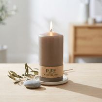 Prodotto Candela a colonna 130/70 candela marrone decorazione candela in cera naturale sostenibile