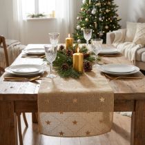 Prodotto Runner da tavola natalizio con stelle lucenti, oro, 48 cm x 4,5 m - Decorazione festiva