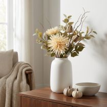 Prodotto Fiore artificiale crema di crisantemo con 2 fiori L70cm