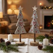 Prodotto Albero di Natale in feltro decorazione con cuori grigio rosso 28 cm 4 pz