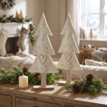 Prodotto Decorazione per albero di Natale in feltro con cuore beige crema H35cm 2 pz