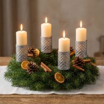 Prodotto Portacandele a bastoncino, grigio argento, Ø22mm, H10cm, 4 pezzi