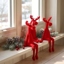 Prodotto Alce seduto Figura natalizia per mensola Rosso A31cm 3pz