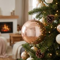 Prodotto Palla di Natale in plastica oro rosa infrangibile Ø14cm