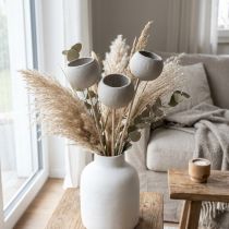 Prodotto Campane decorative con fiori secchi su gambo grigio 37 cm 3 pz