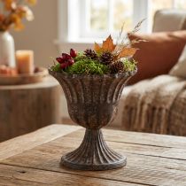 Prodotto Vaso tazza tazza decorativa in metallo marrone antico Ø14cm H12cm