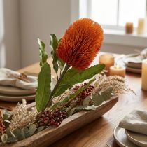 Prodotto Fiore artificiale Banksia Arancio Decorazione autunnale Fiori funerari 64 cm