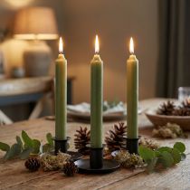 Prodotto Candela conica candele premium in tinta unita verde 120mm/Ø21mm 6pz