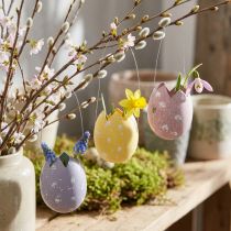 Prodotto Uovo di Pasqua da appendere plastica viola, rosa, gialla H6.5cm 6pz