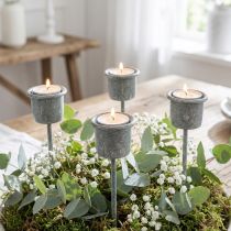 Prodotto Portacandele a innesto Shabby Chic grigio Ø3cm H8,5cm 8 pz