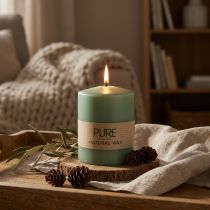 Prodotto Candela a colonna PURE candele Wenzel verde smeraldo 90/70 mm