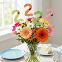 Prodotto Tappi numerici compleanno 2 tappi floreali in legno 27,5 cm 16 pz