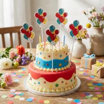 Prodotto Palloncini decorativi per cake topper con bouquet di fiori colorati 26 cm 15 pz