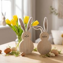 Prodotto Coniglio in legno con orecchie mobili marrone bianco 11,5×27 cm 2 pz