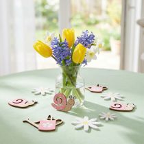 Prodotto Decorazione sparsa fiori in legno lumache annaffiatoio rosa 4 cm 36 pz