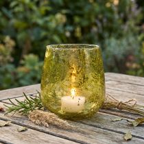 Prodotto Lanterna in vetro decorazione vintage giallo verde Ø12cm H12,5cm