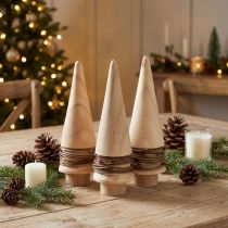Prodotto Mini albero di Natale decorazione in legno decorazione da tavola naturale H13,5 cm 3 pezzi