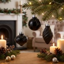 Prodotto Mini palline per albero di Natale in vetro cipolla nera Ø3cm 9 pz