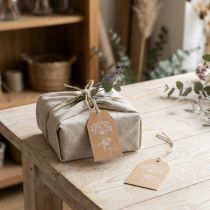 Prodotto Etichette regalo in carta fiori marroni 8×5 cm 24 pz