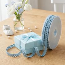 Prodotto Nastro decorativo blu con bordo in pizzo L9 mm L20 m