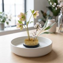 Prodotto Riccio, Kenzan, Ikebana, base componibile in metallo argentato, rotonda Ø5cm