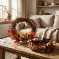 Prodotto Ghirlanda di vite naturale Ø15cm, set da 10 - Ideale per decorazioni autunnali, natalizie, pasquali e funebri