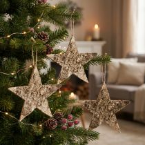 Prodotto Stelle di betulla per decorazioni sospese stelle corteccia di betulla 20 cm 4 pezzi