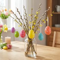 Prodotto Uova di Pasqua da appendere, colori assortiti, 6 cm, 12 pezzi